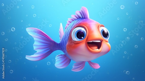 A cute cartoon jaya fish character Ai Generative photo