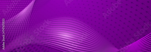 Abstract background made of halftone dots and thin curved lines in purple colors