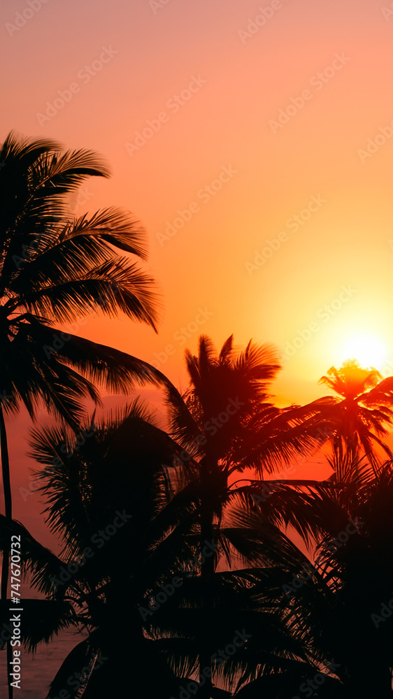 sunset and palm trees wallpaper
