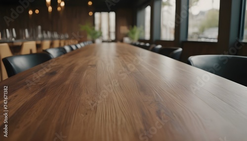 Lofty chill restaurant with wooden table and Depth of field , blurred background 