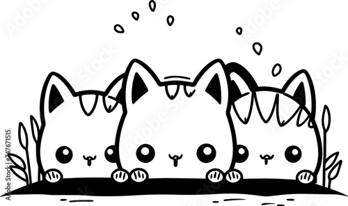 Cat peeking sketch drawing