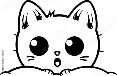 Cat peeking sketch drawing