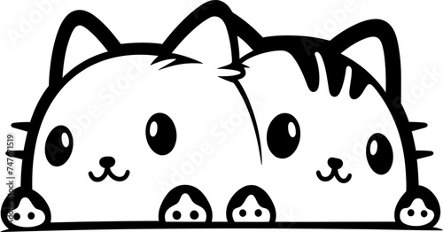 Cat peeking sketch drawing