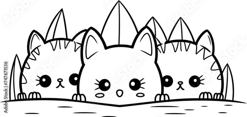 Cat peeking sketch drawing