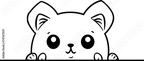 Cat peeking sketch drawing
