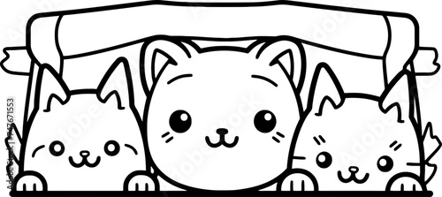 Cat peeking sketch drawing