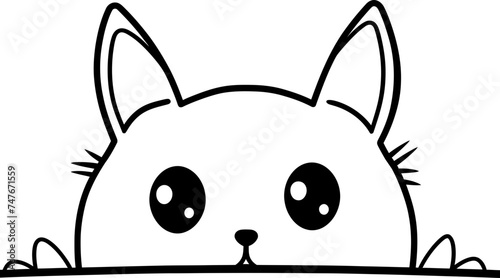 Cat peeking sketch drawing