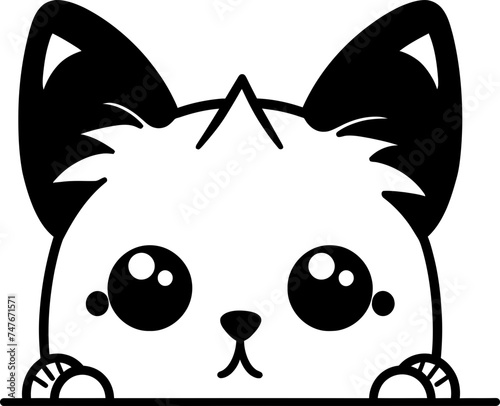 Cat peeking sketch drawing
