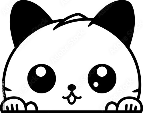 Cat peeking sketch drawing