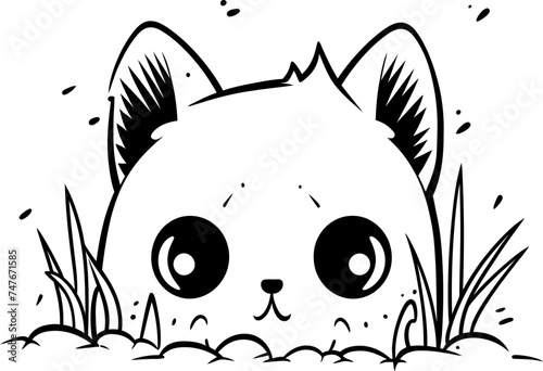 Cat peeking sketch drawing