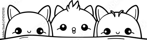 Cat peeking sketch drawing