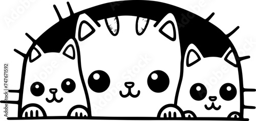 Cat peeking sketch drawing