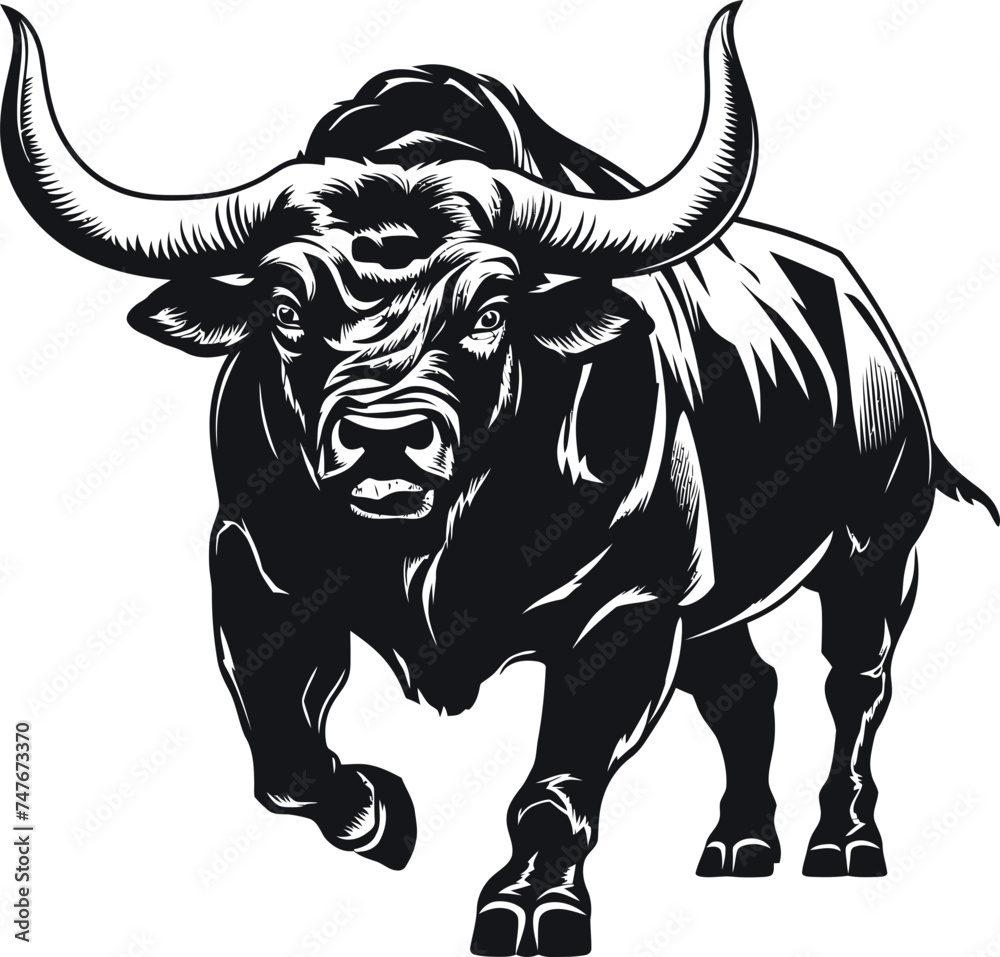 Handdrawn bull silhouette drawing Handdrawn bull silhouette drawing