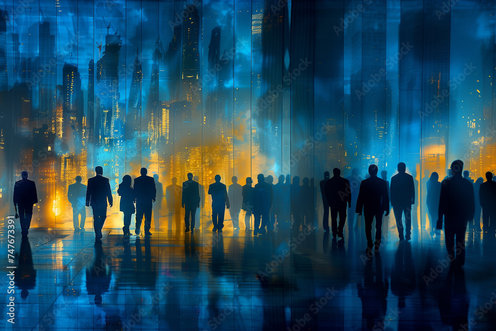 Fototapeta premium Business people crowd abstract art