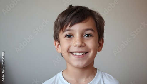 Portrait of a kid, boy, child. smiling. indoor. clean background.