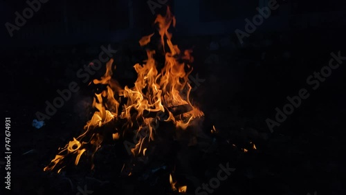 Footage video of Burning garbage on the disposal yard reducing waste on the environment