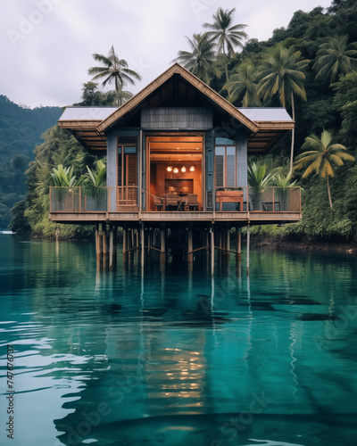 Bungalow am Strand in Asien am Ozean, Unterkunft im Paradies, Traumhafte Hütte am indischen Ozean photo