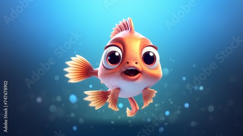 A cute cartoon khaksav fish character Ai Generative photo