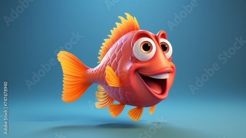 A cute cartoon khaksav fish character Ai Generative