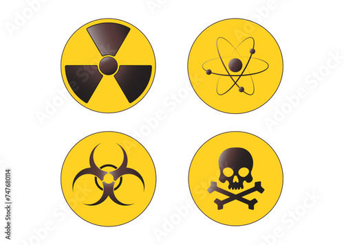 Set of Nuclear icons in many style. Vector Illustration