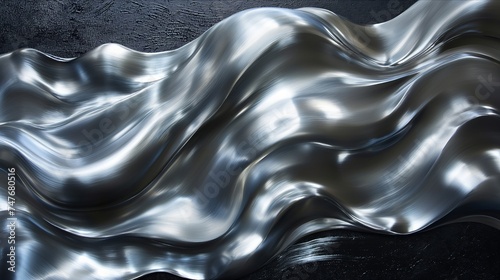 Abstract silver black acrylic painted fluted 3d painting texture luxury background banner on canvas - Silver waves swirls. Decor concept. Wallpaper concept. Art concept. 3d concept.