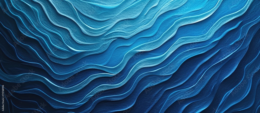 A captivating blue ripple on a felt background creates a mesmerizing effect on the soft felt surface of a close-up of a blue wall with wavy lines. A captivating blue ripple on a felt background creates a mesmerizing effect on the soft felt surface of a close-up of a blue wall with wavy lines.