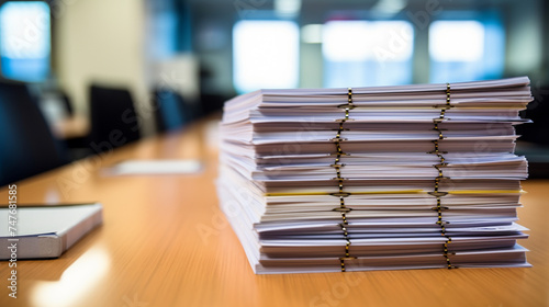 A stack of paperwork waiting to be filed