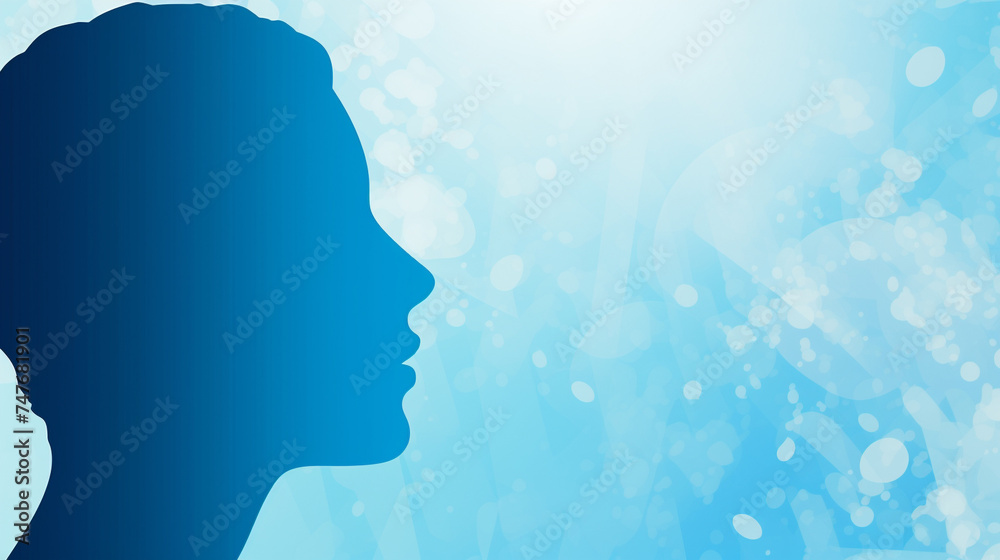 A close-up view of a blue silhouette against a cheerful pastel background