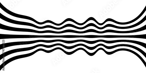 Black on white abstract perspective wave line stripes with 3d dimensional effect isolated on white background. vector illustration design