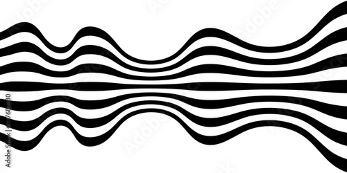 Black on white abstract perspective wave line stripes with 3d dimensional effect isolated on white background. vector illustration design