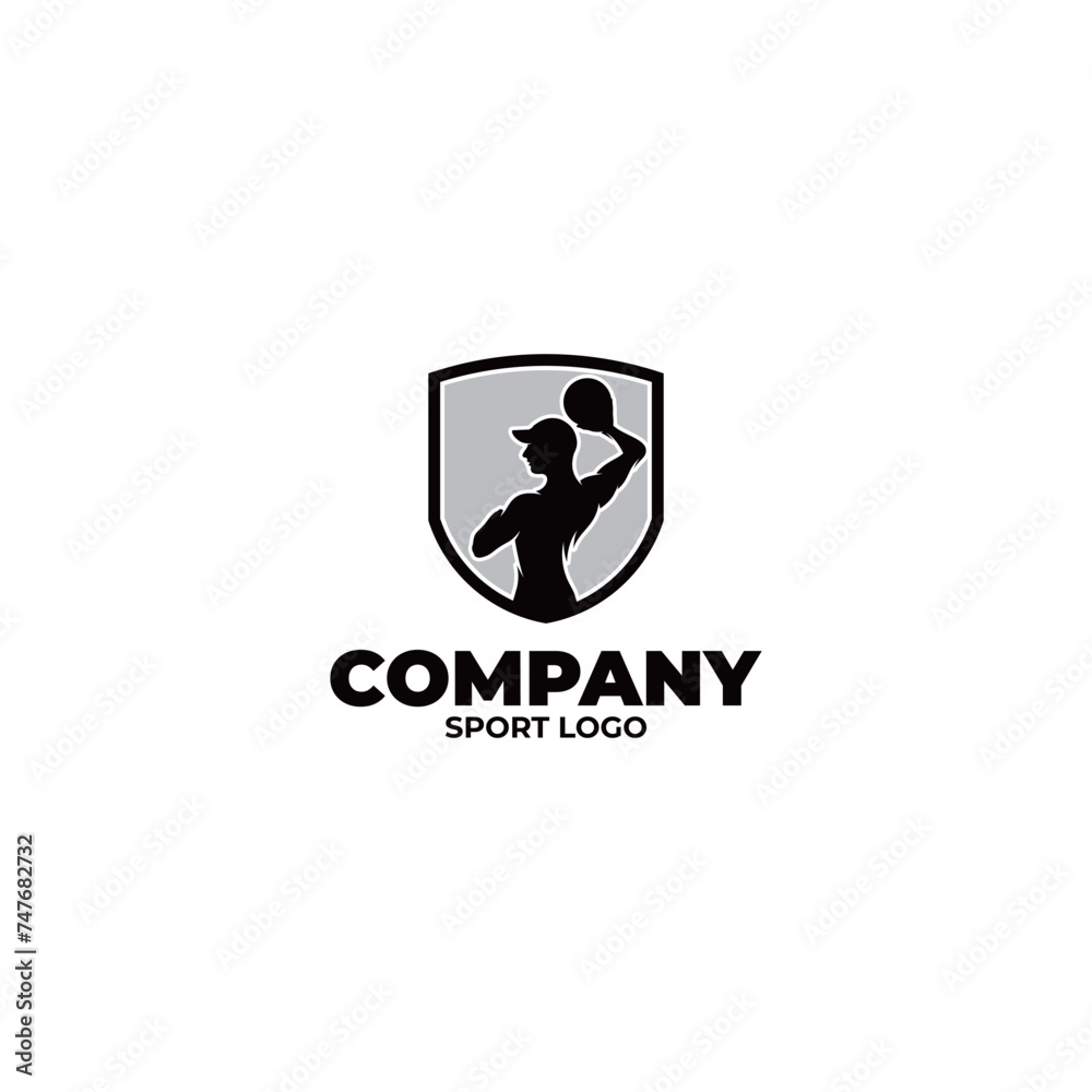 Handball player logo design template Handball player logo design template