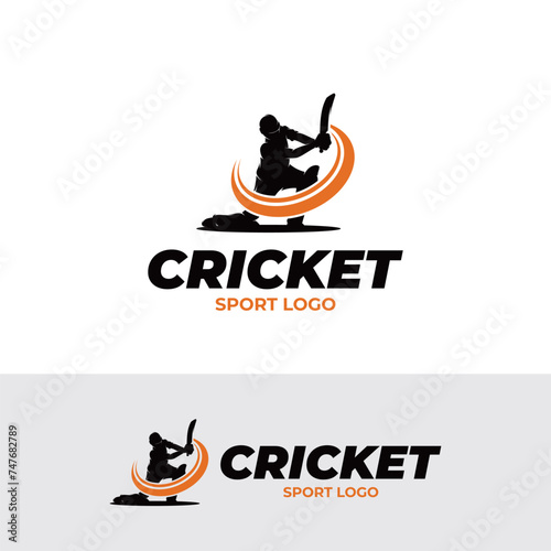 Cricket player logo design template