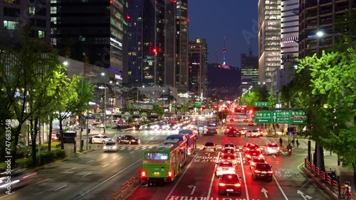 South Korea Seoul Yongsan evening road traffic photo