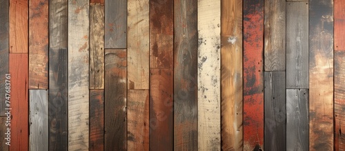 This close-up photo showcases a wall constructed with rustic wood planks, exuding a grunge aesthetic.