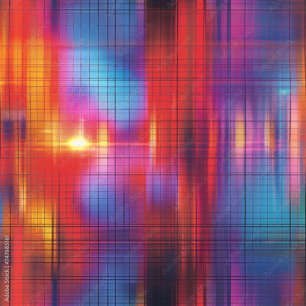 A holographic iridescent plaid texture with vibrant colors. 