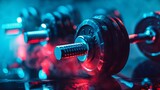 simple gym background of dumbell weights closeup