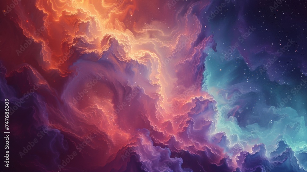Nebula-Like Cloud Formation in Vivid Colors. Abstract background. 