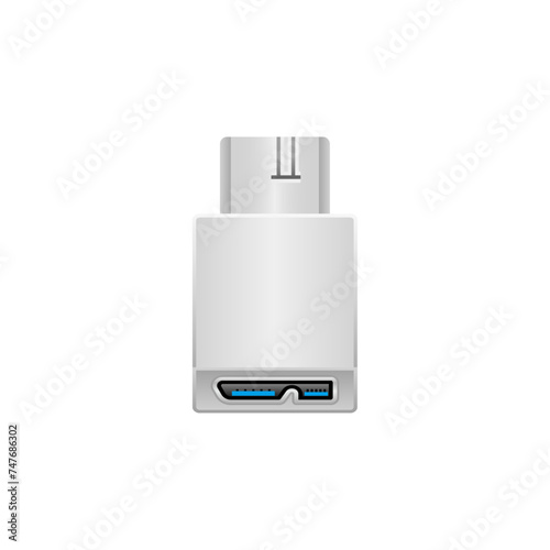 シンプルなイラスト_白い変換アダプタ_Micro USB Type-B 3.0 オス and メス