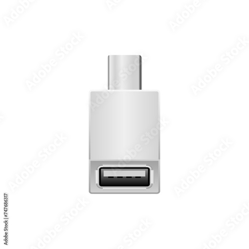 シンプルなイラスト_白い変換アダプタ_USB Type-CからUSB Type-A 2.0