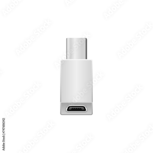 シンプルなイラスト_白い変換アダプタ_USB Type-CからMicro USB Type-B 2.0