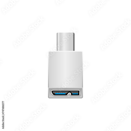シンプルなイラスト_白い変換アダプタ_USB Type-CからMicro USB Type-B 3.0