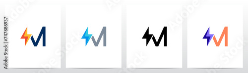 Thunder In Front of Letter Initial Logo Design M