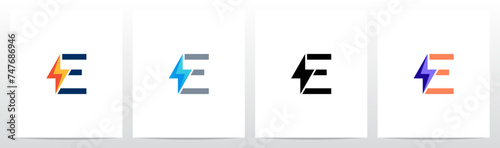 Thunder In Front of Letter Initial Logo Design E