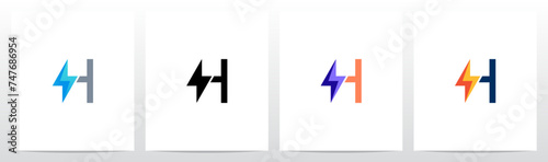 Thunder In Front of Letter Initial Logo Design H