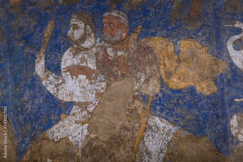Central Asian fresco of the 7th-8th centuries from the Ishhid palace.
