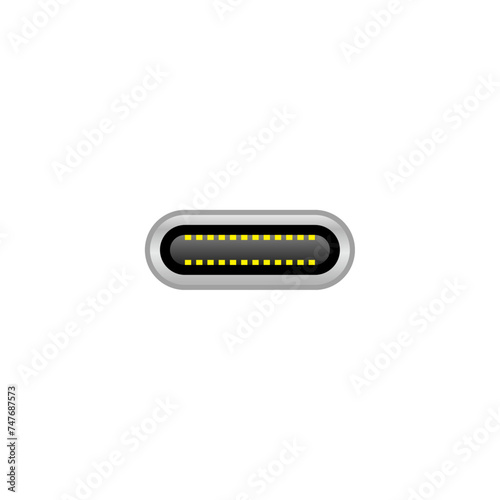 シンプルなイラスト_白いUSB Type-C オス_差込口（ポート）