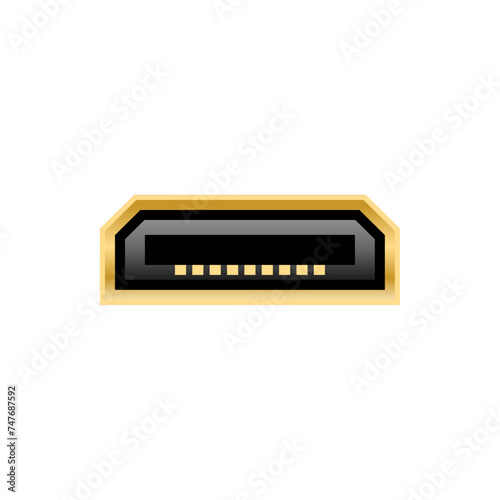 シンプルなイラスト_黒いMini HDMI Type-C オス_差込口（ポート）