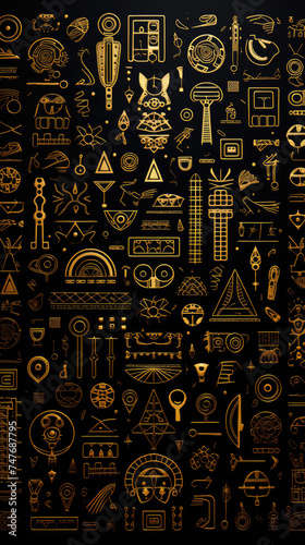 abstract ancient pattern black and gold