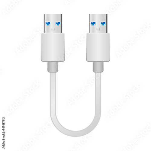 シンプルなイラスト_白い変換ケーブル_USB Type-A 3.0からUSB Type-A 3.0