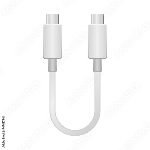 シンプルなイラスト_白い変換ケーブル_USB Type-CからUSB Type-C